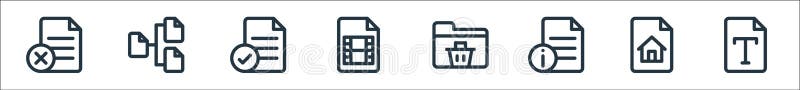 Document and files line icons. linear set. quality vector line set such as font, homepage, file, folder, movie, file, chart royalty free illustration