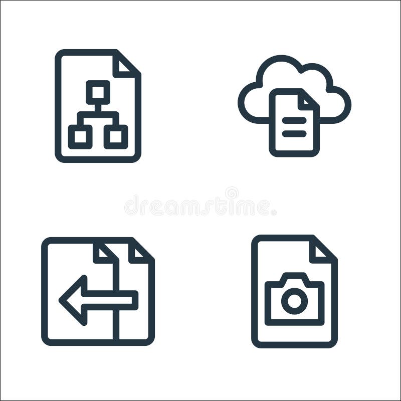 Document and files line icons. linear set. quality vector line set such as photo, file, file vector illustration
