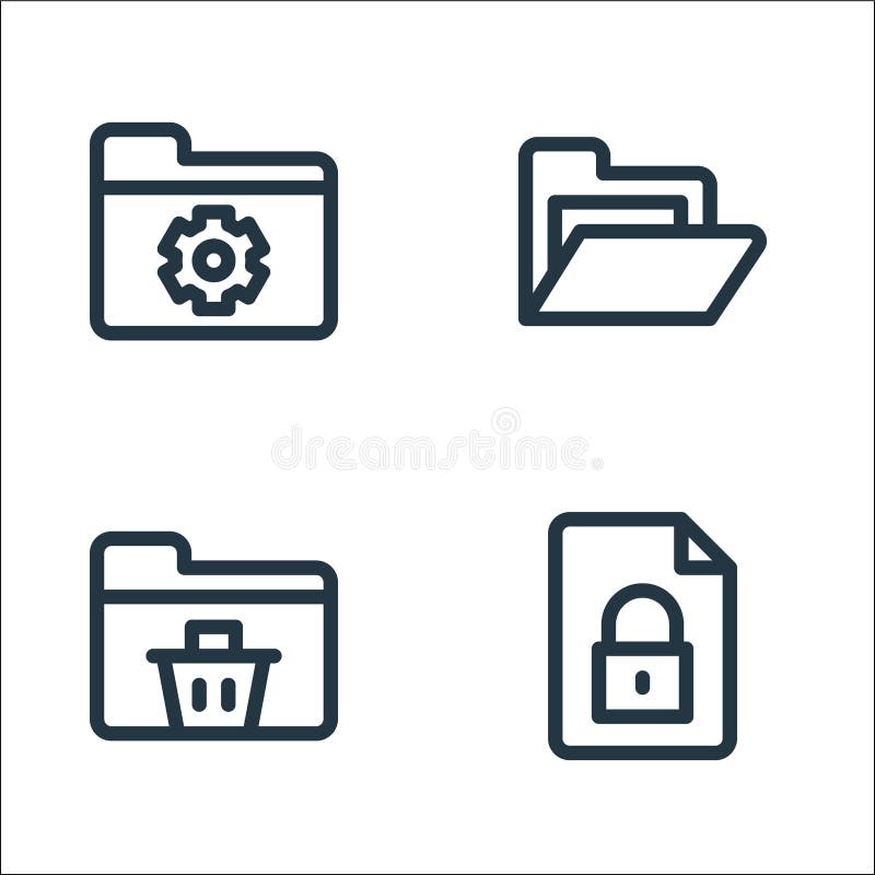 Document and files line icons. linear set. quality vector line set such as secret, folder, folder vector illustration