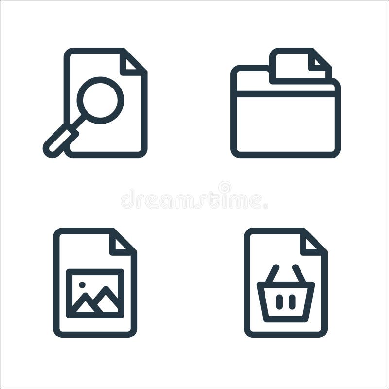 Document and files line icons. linear set. quality vector line set such as shopping, picture, folder royalty free illustration