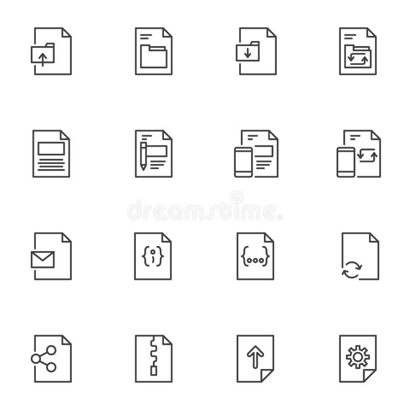 Document files line icons set vector illustration