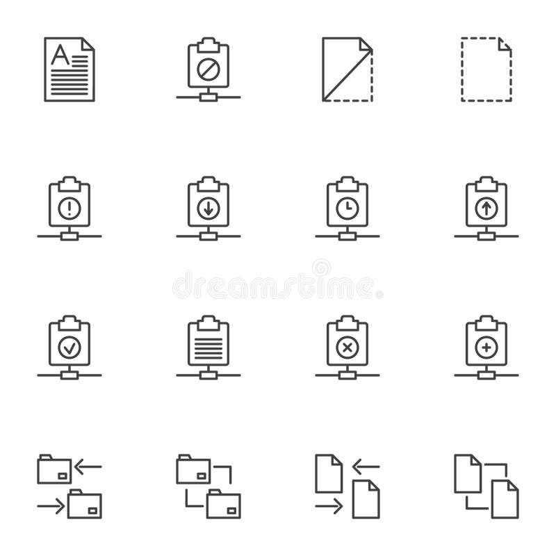 Document files line icons set vector illustration