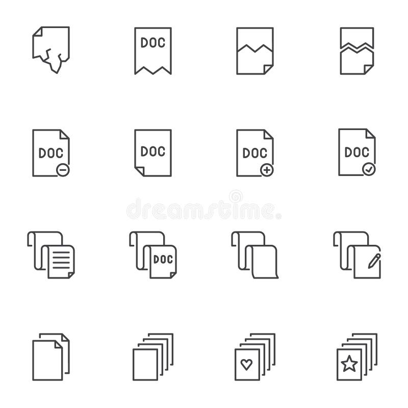 Document files line icons set stock illustration