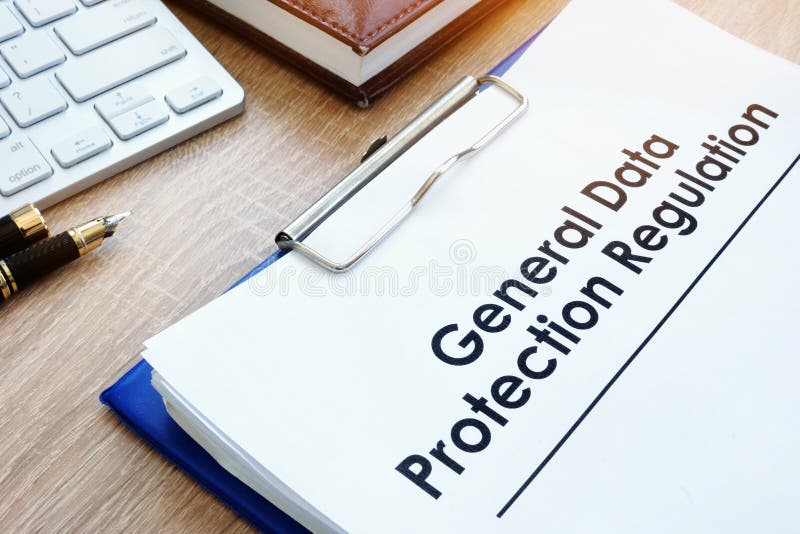 Document General Data Protection Regulation GDPR on a desk. stock photography
