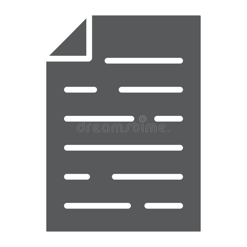 Document glyph icon, office and work, file sign stock illustration Document glyph icon, office and work, file sign stock illustration