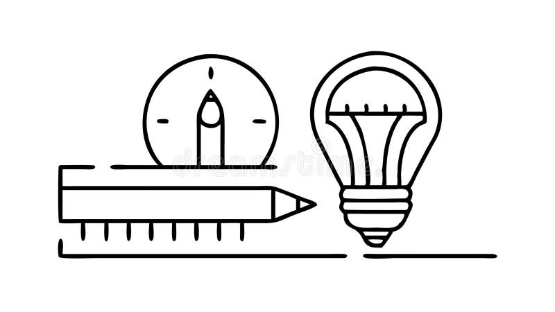 Document Idea Lightbulb, Research Writing Insight, vector design Generative AI stock illustration
