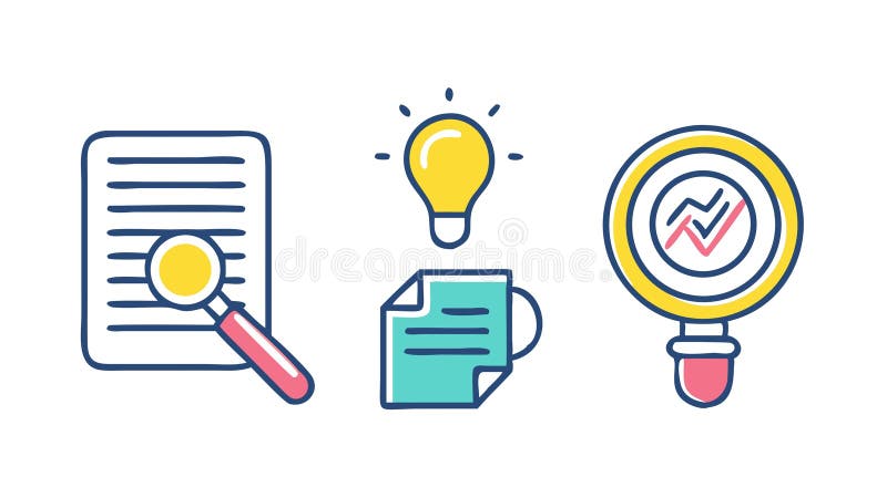 Document Idea Search, Research Data Innovation, vector design Generative AI royalty free illustration