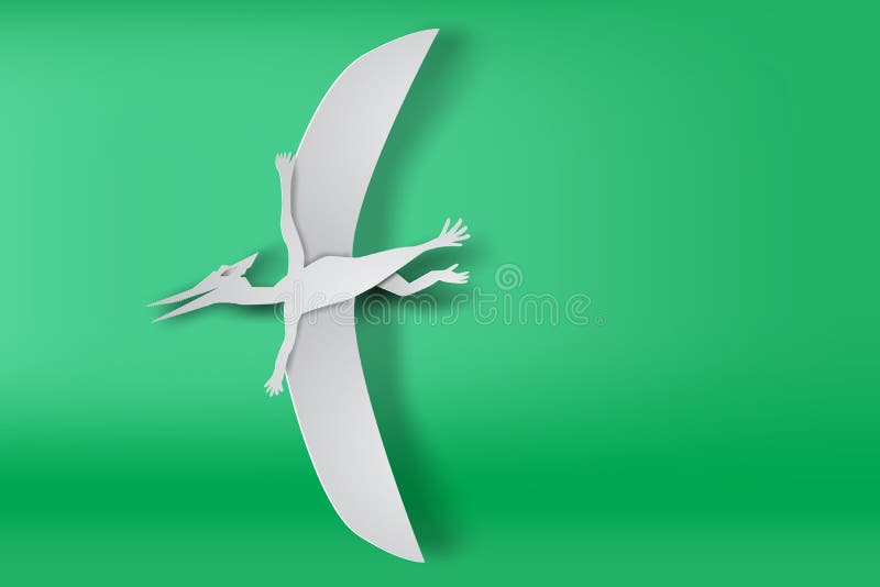 Document kunst van Pteranodon dinosour op groene vector als achtergrond stock illustratie Document kunst van Pteranodon dinosour op groene vector als achtergrond stock illustratie
