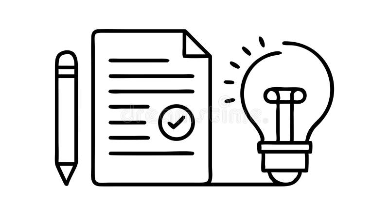Document with Lightbulb and Pencil for Editing Ideas, vector design Generative AI royalty free illustration