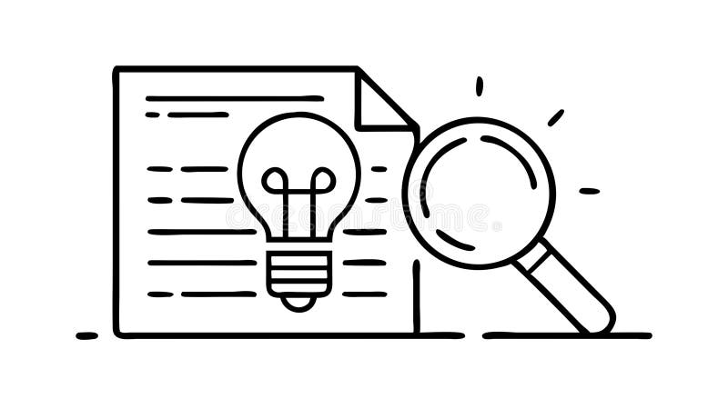 Document with Magnifying Glass and Lightbulb for Idea Review, vector design Generative AI royalty free illustration