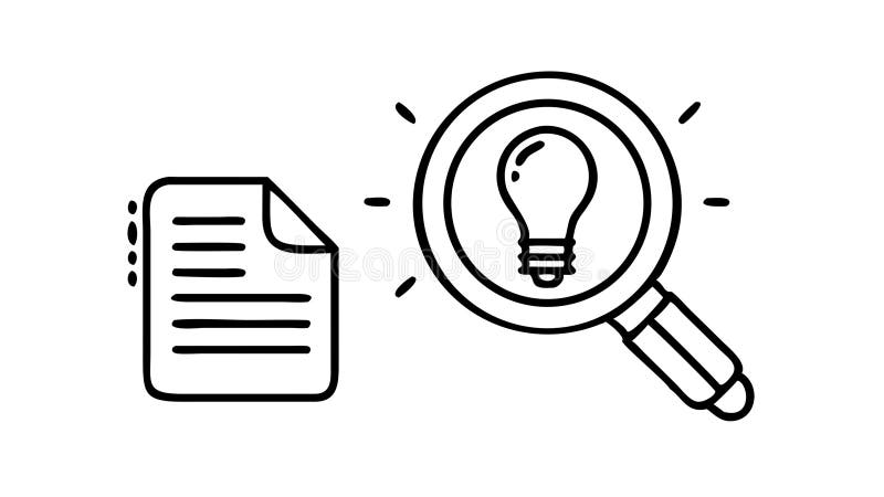 Document and Magnifying Glass with Lightbulb for Idea Review, vector design Generative AI stock illustration