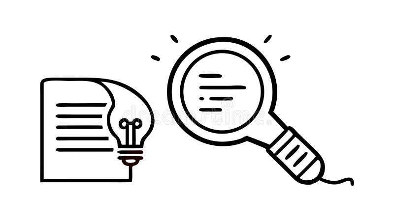 Document and Magnifying Glass with Lightbulb for Research, vector design Generative AI royalty free illustration