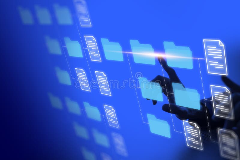 Document Management System DMS Online Document Database and automated processes to manage files, knowledge, and documents in an vector illustration