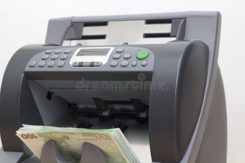 Document Munt in de Geld tellende Machine royalty-vrije stock fotografie Document Munt in de Geld tellende Machine royalty-vrije stock fotografie