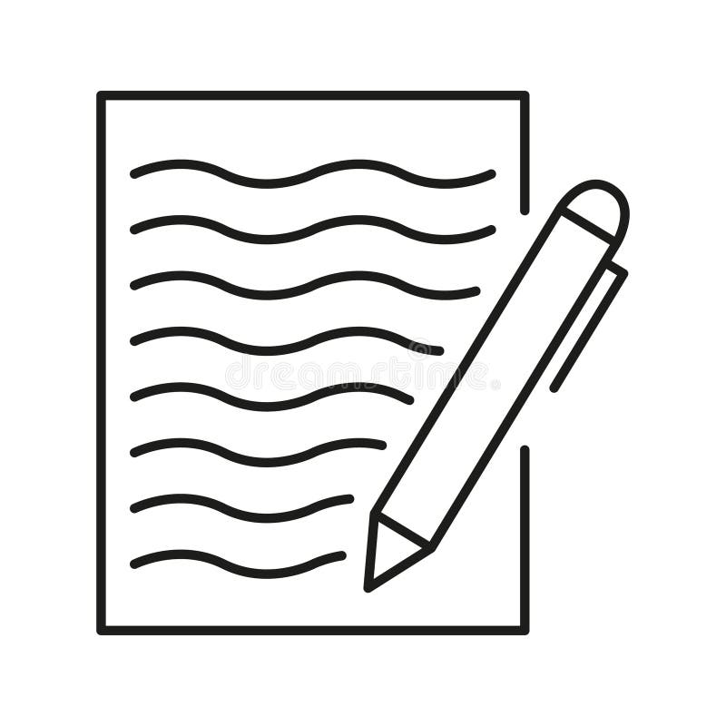 Document With Pen Line Icon. Writing, Note-Taking, And Documentation Outline Symbol. Creative Expression And royalty free illustration