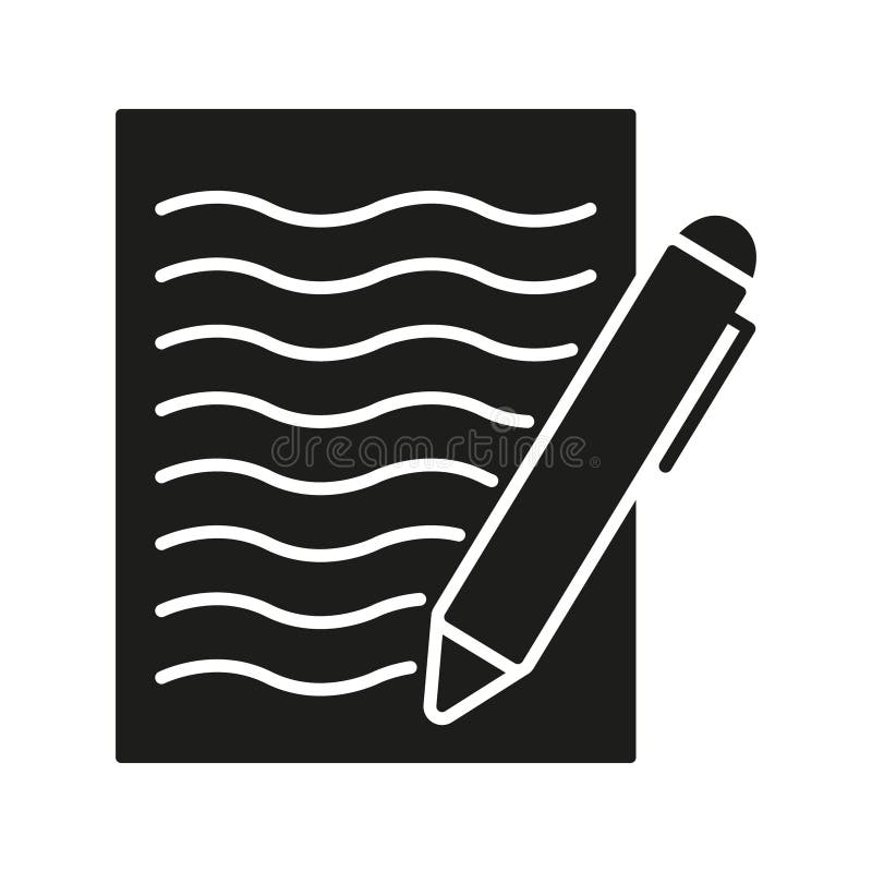 Document With Pen Solid Icon. Writing, Note-Taking, And Documentation Silhouette Symbol. Creative Expression And vector illustration