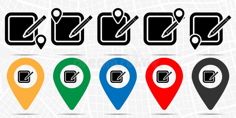 Document with pencil icon in location set. Simple glyph, flat illustration element of web, minimalistic theme icons vector illustration