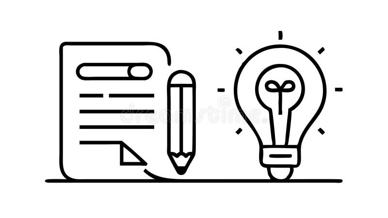 Document with Pencil and Lightbulb for Creative Writing, vector design Generative AI vector illustration