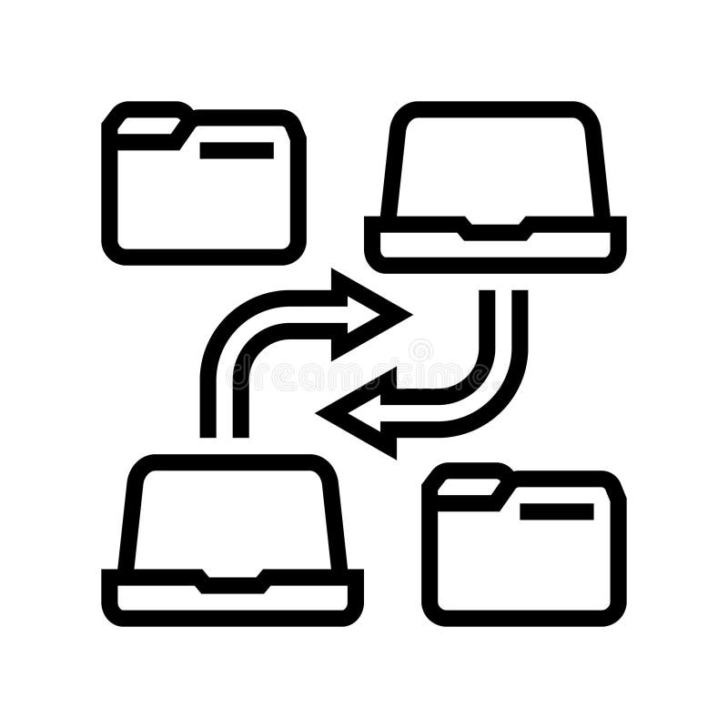 Document sharing hybrid work line icon vector illustration stock illustration