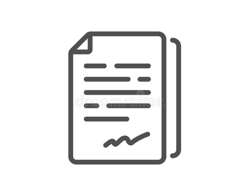 Document Signature Line Icon. Agreement Doc File Sign. Vector Stock