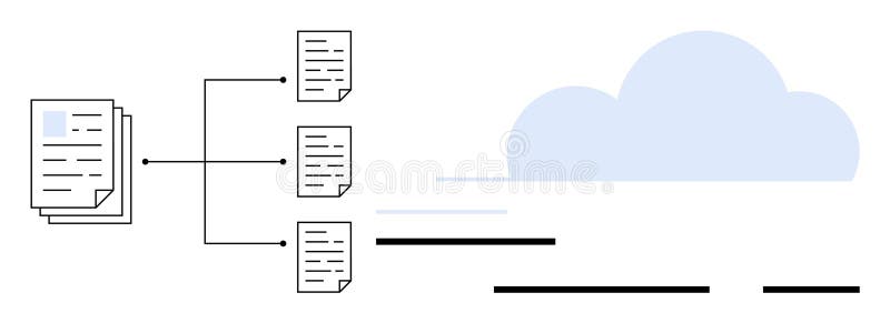 Document Synchronization to Cloud Storage Process vector illustration