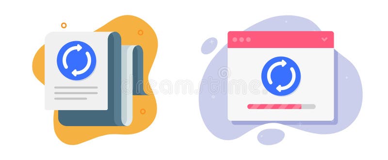 Document update renew icon vector, internet web service upgrade setup graphic illustration set, digital virtual website software vector illustration