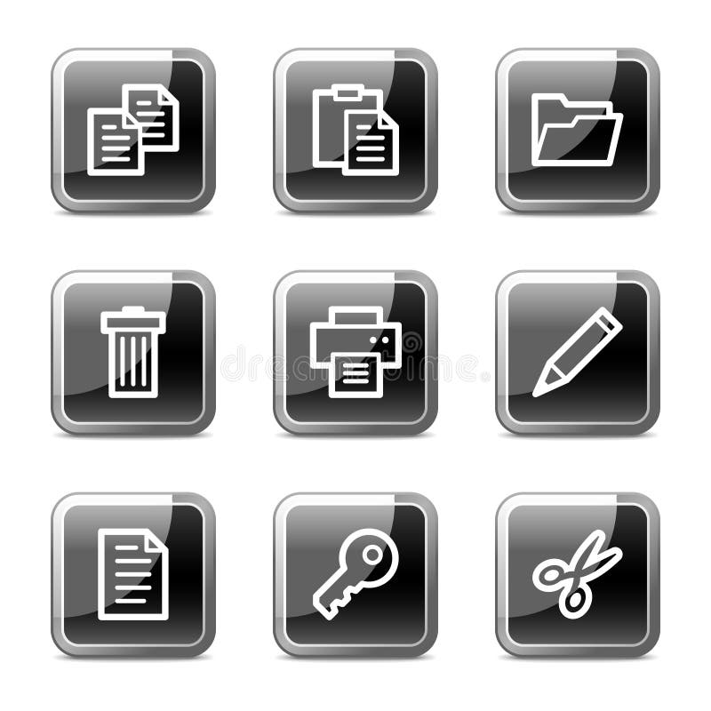 Document web icons, glossy buttons series vector illustration