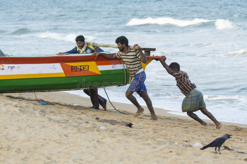 Documentary Images : Fishermen at Pondichery, India Editorial Photo ...