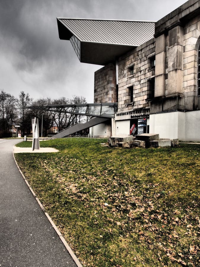 Nuremberg, Germany - 2015, April 2: Dramatic view of the Documentation center build in parts of the former Nazi Party congress building. Nuremberg, Germany - 2015, April 2: Dramatic view of the Documentation center build in parts of the former Nazi Party congress building.