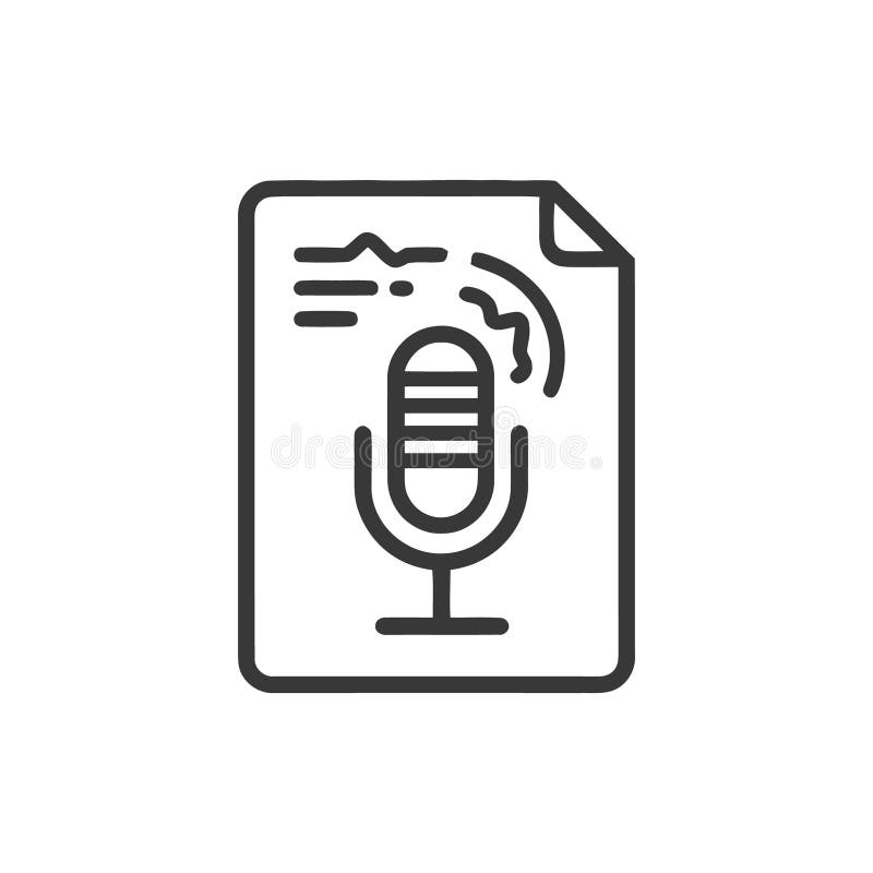 Documento di registrazione podcast : Icona microfono sulla carta illustrazione di stock