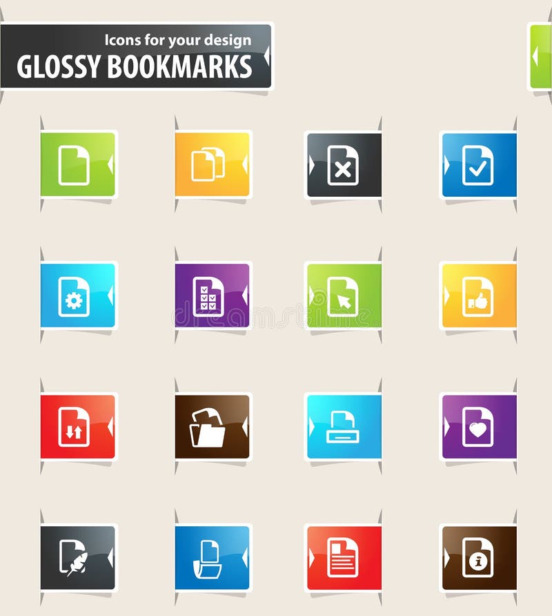 Documents Bookmark Icons stock vector. Illustration of paper 89087570