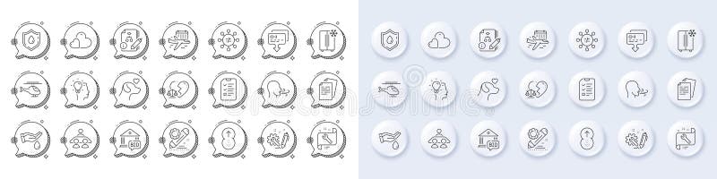 Documents, Interview and Swipe up line icons. For web app, printing. Line icons. Vector vector illustration