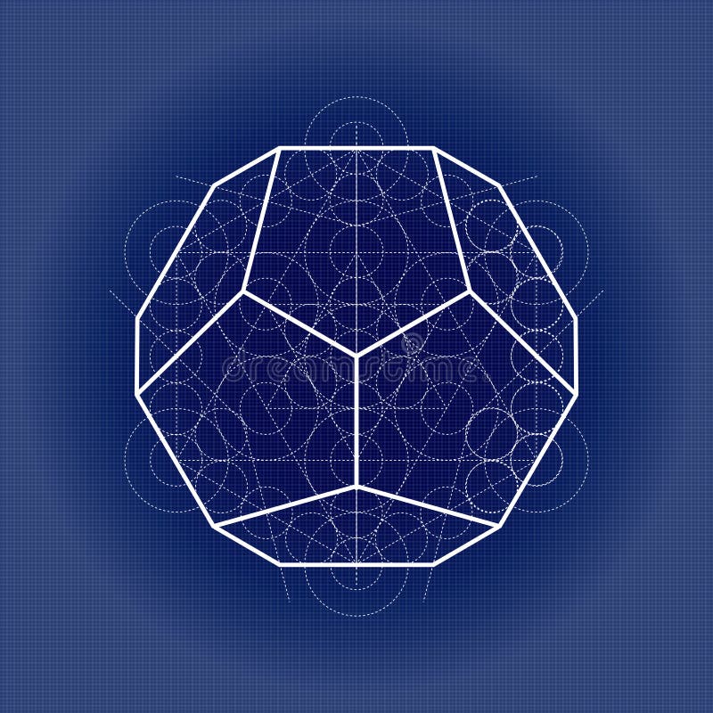Dodecahedron dal cubo di Metatrons, illustrazione sacra di vettore della geometria su relazione tecnica