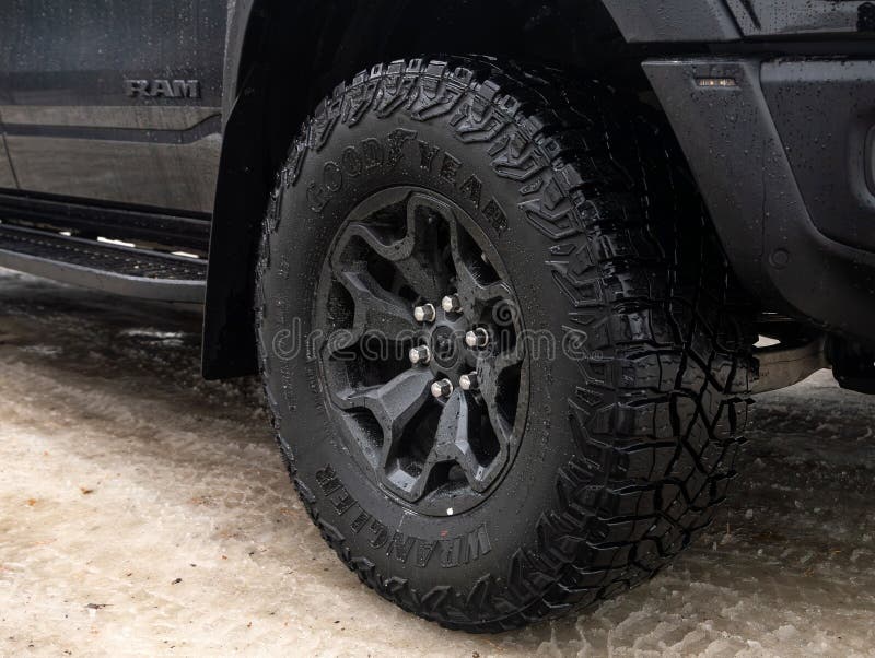 DODGE RAM TRX. Novosibirsk, Russia - February 10 , 2024: DODGE RAM TRX , Close up of car wheel