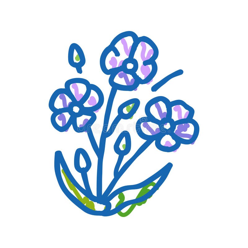 Dodle illustration av linumväxtmaterikonen. Sketvektor för foderdoodle för linumväxter. märkning av foder för linväxter. illustration av isolerad symbol