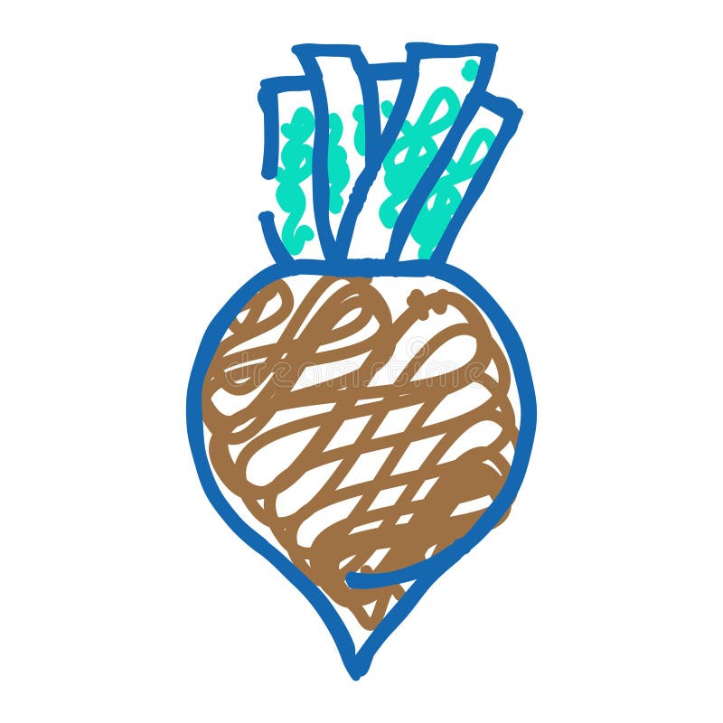 Dodle illustration av svart rädisikon royaltyfri illustrationer