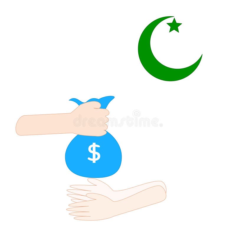 Doe à caridade no festival dequebra Eid al-Fitr, fim da ramadã Vector a ilustração, EPS10 ilustração stock Doe à caridade no festival dequebra Eid al-Fitr, fim da ramadã Vector a ilustração, EPS10 ilustração stock
