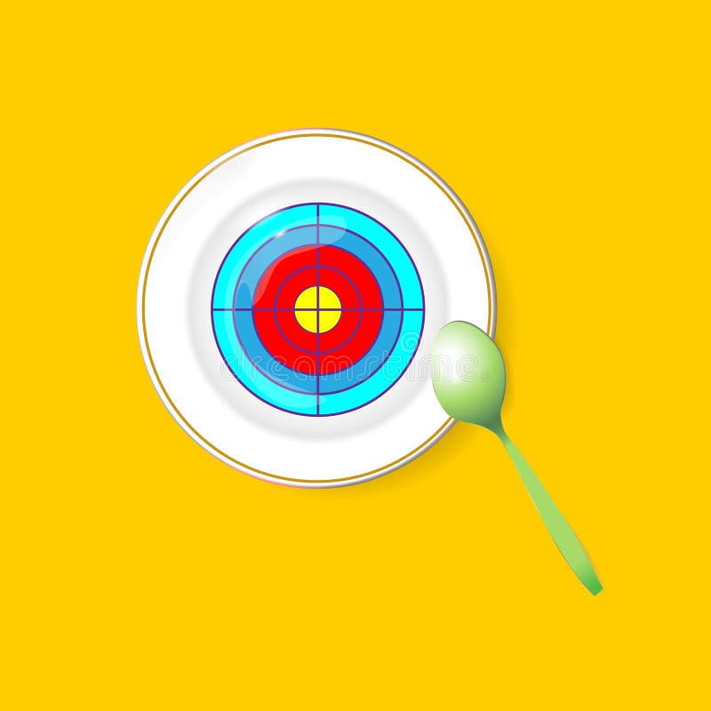 Doel milieuvriendelijk voedsel Plaat met groene lepel Doel en vectorstrategie, dieet van het symbool het ruwe voedsel en vegetari vector illustratie Doel milieuvriendelijk voedsel Plaat met groene lepel Doel en vectorstrategie, dieet van het symbool het ruwe voedsel en vegetari vector illustratie