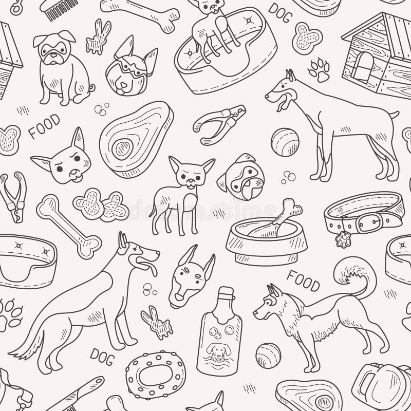 Dog and Accessories Vector Pattern Stock Vector Illustration of