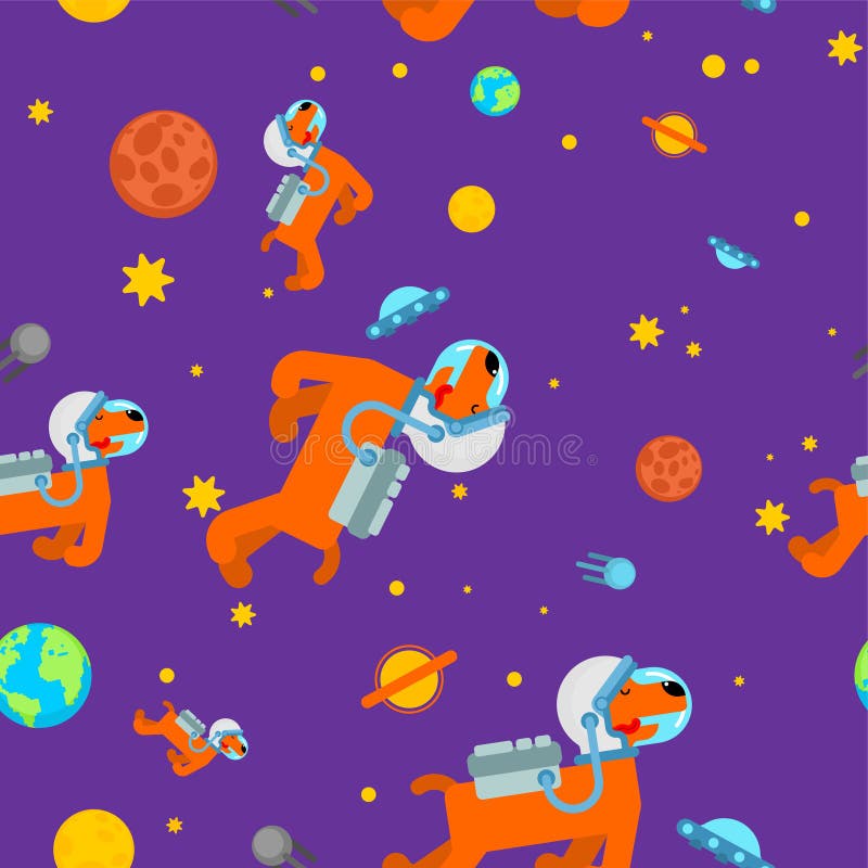 Dog astronaut space pattern seamless. Pet spaceman background. puppy cosmonaut costume. Universe textire royalty free illustration Dog astronaut space pattern seamless. Pet spaceman background. puppy cosmonaut costume. Universe textire royalty free illustration