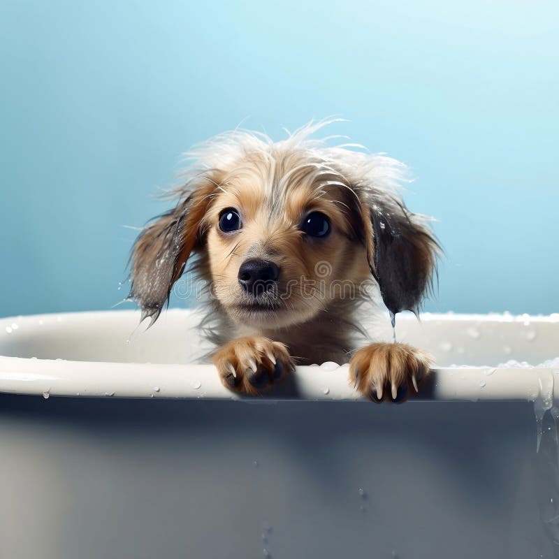 Dog Bathing in a Bathtub. Generative AI Stock Image Image of smile