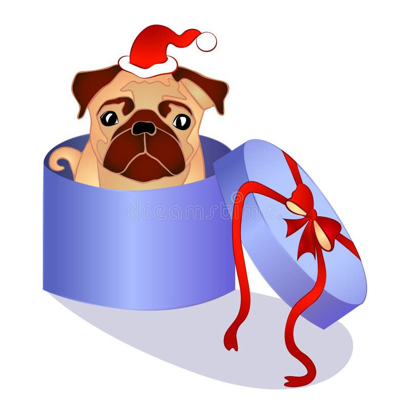 Dog In The Box Christmas Present Stock Vector Image 60511106