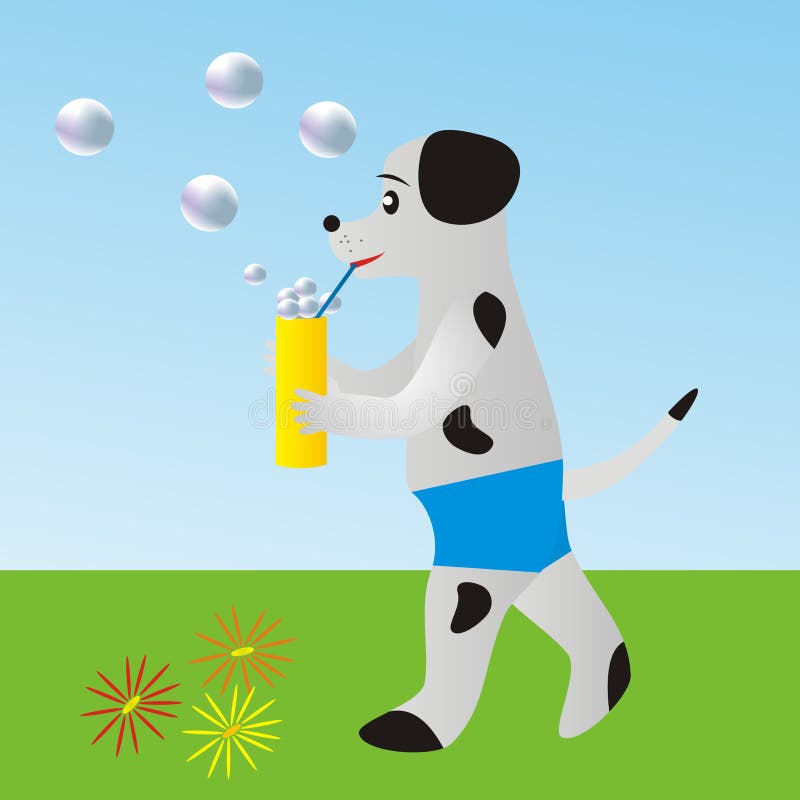 Dog with Bubble Blower, Eps. Stock Vector Illustration of fantasy