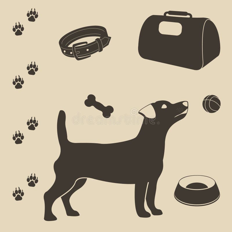 El perro o próximo mascota cuidado un conjunto compuesto por iconos.