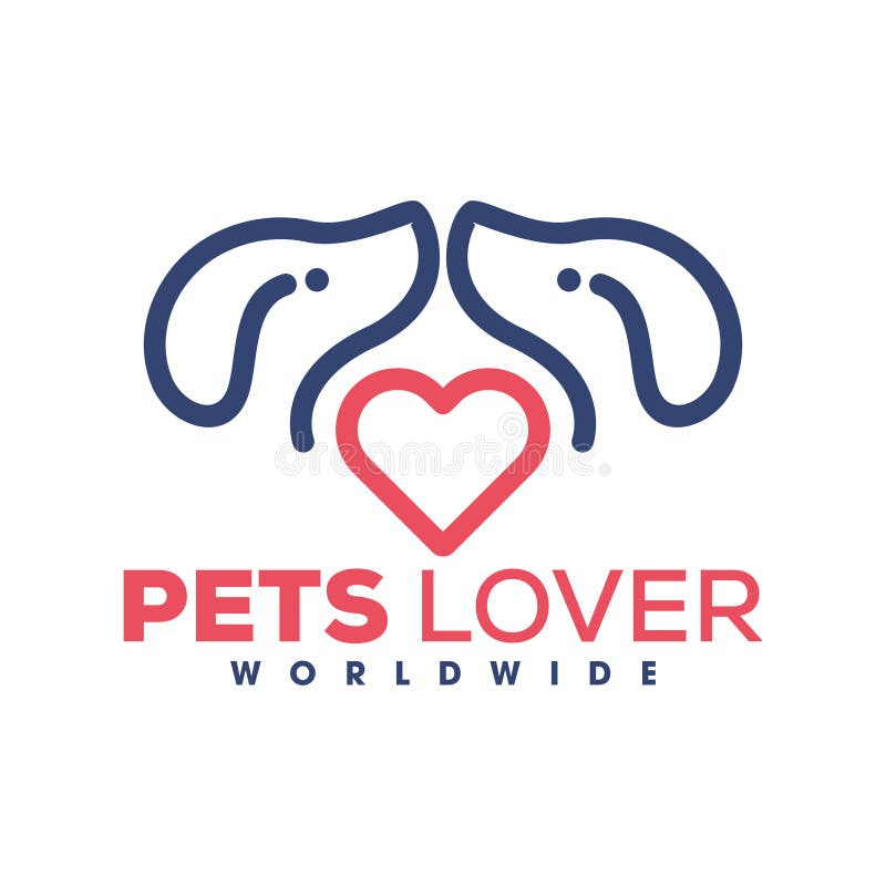Pet Loveer, Dog Care Shop Monoline Logo, Dog Care Love Logo Love Stock