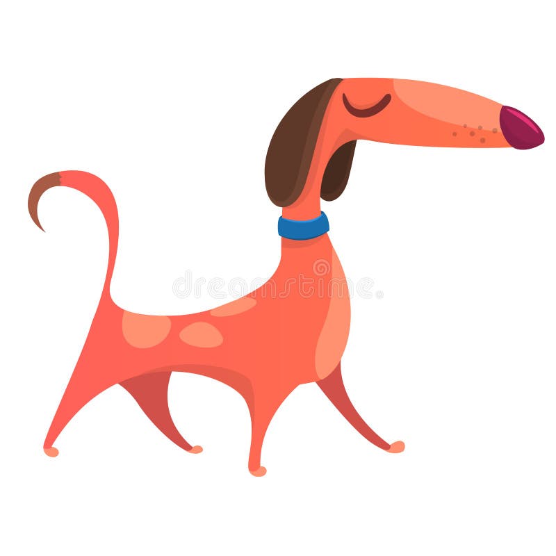 Cartoon funny dog walking. Flat design illustration royalty free illustration