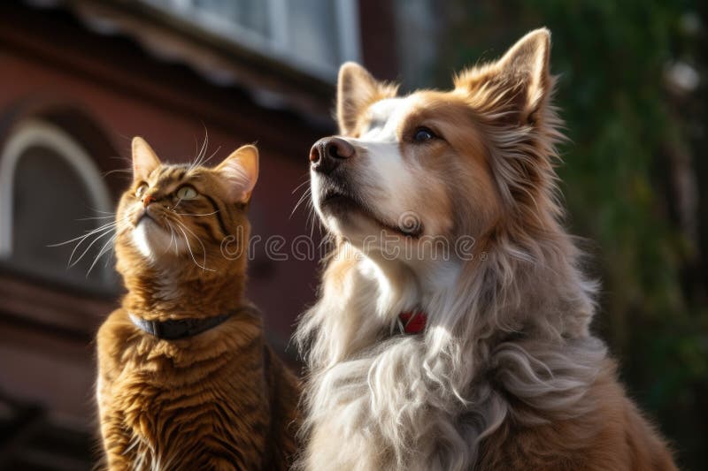 Cat meowing and dog barking cute angry domestic Vector Image