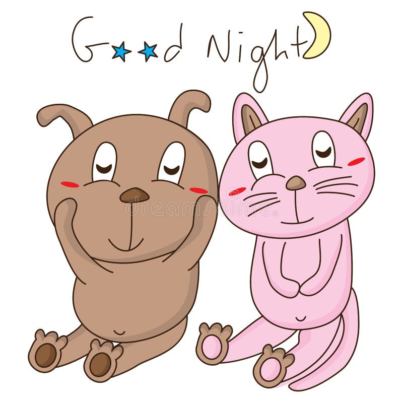 Dog cat good night