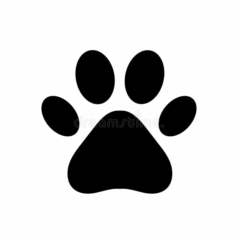 Dog or cat paw. Black paw print isolated on white background