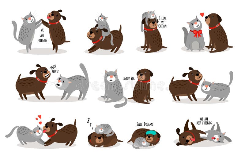 Dog and cat together stock vector. Illustration of happy - 116716720 Dog and cat together stock vector. Illustration of happy - 116716720